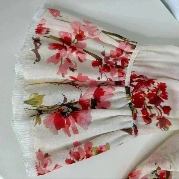 Massimo Dutti Floral Georgette Long Sleeve Blouse Button down Size 6 - Picture 15 of 16